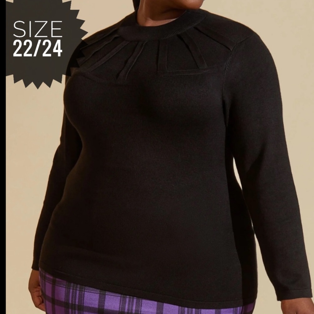 Plus ASHLEY STEWART Black Cage Detailed Sweater 22/24